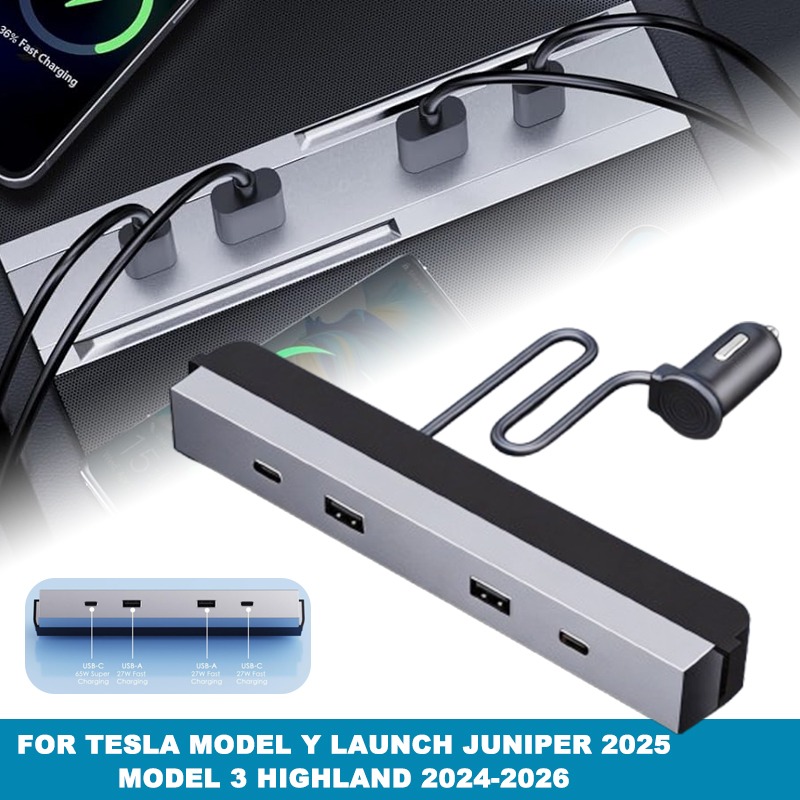 Usb C Hub - Center Console Car Adapter Multi Port