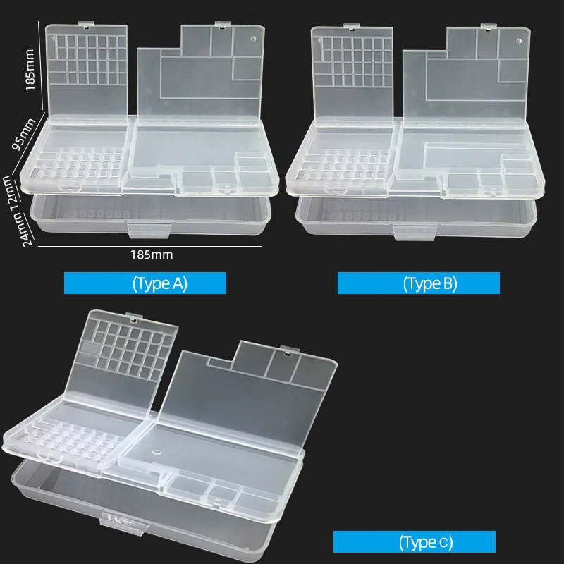 Phone Accessories And Repairs - Double-layer Electronic Transparent Plastic Component Storage