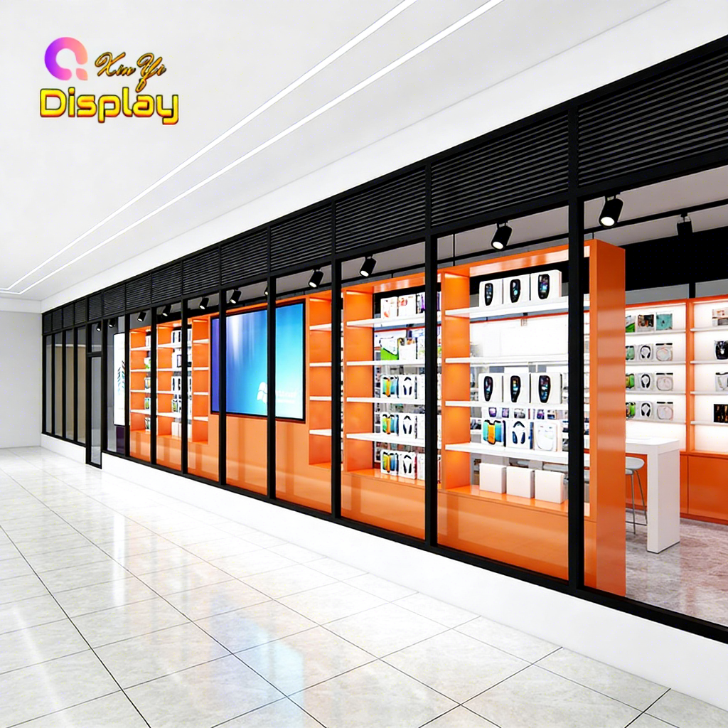 Phone Accessories Cabinet - Luxury Custom Mobile Display Showcase LED