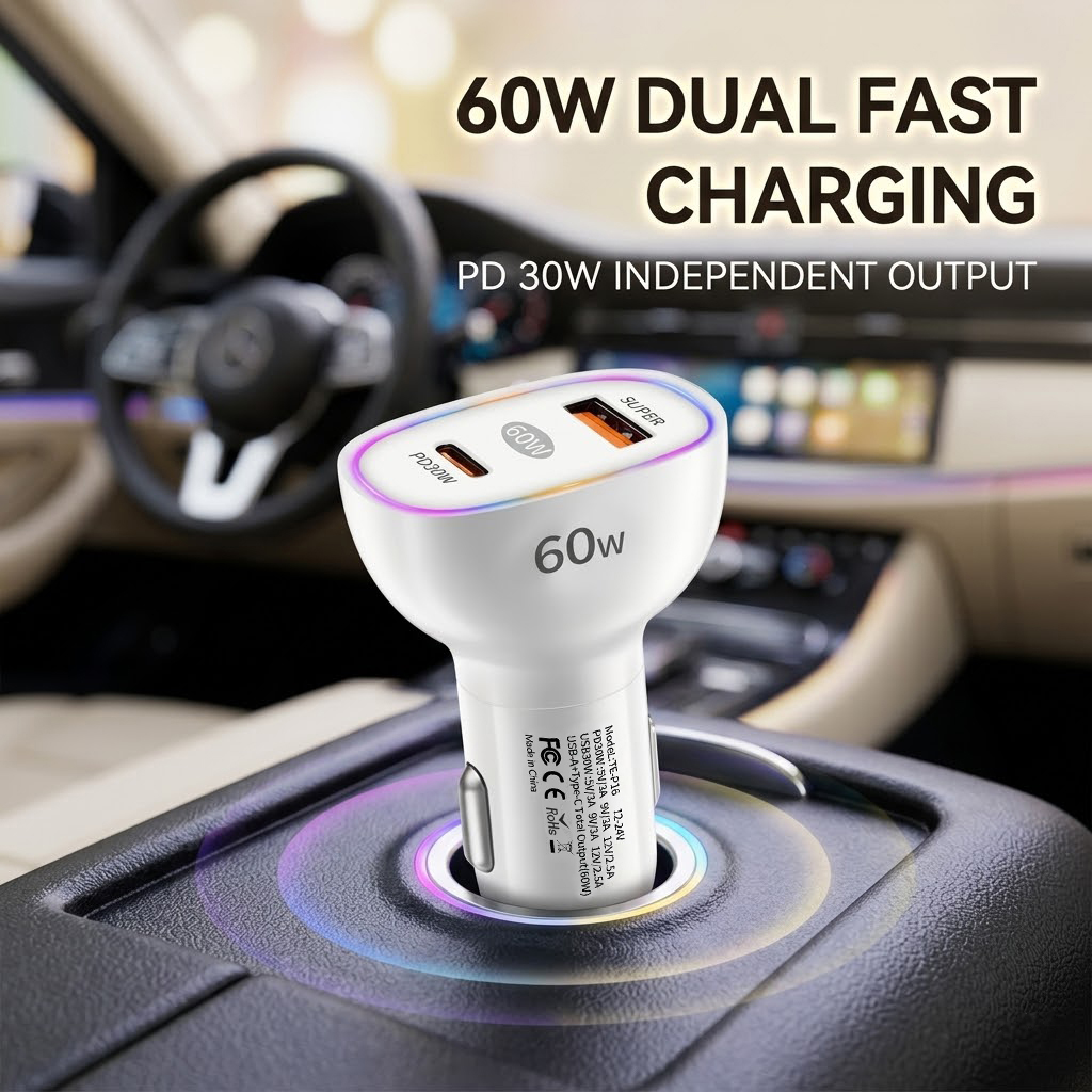 Dual Port 60W Car Charger USB  – Usb C Hub recenzja i cena