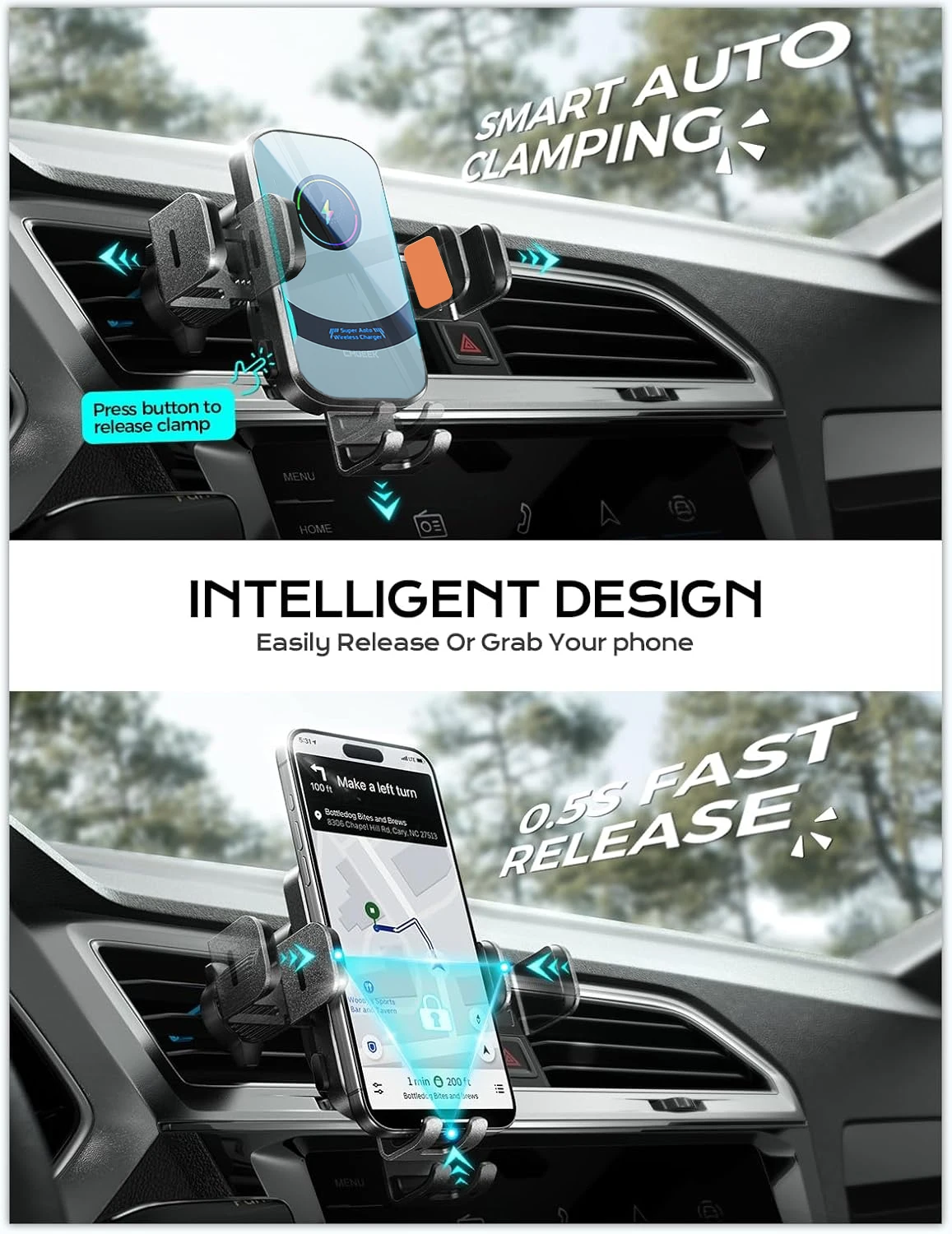 UYUXIO Wireless Car Charger Su – Phone Cooling Fan recenzja i cena