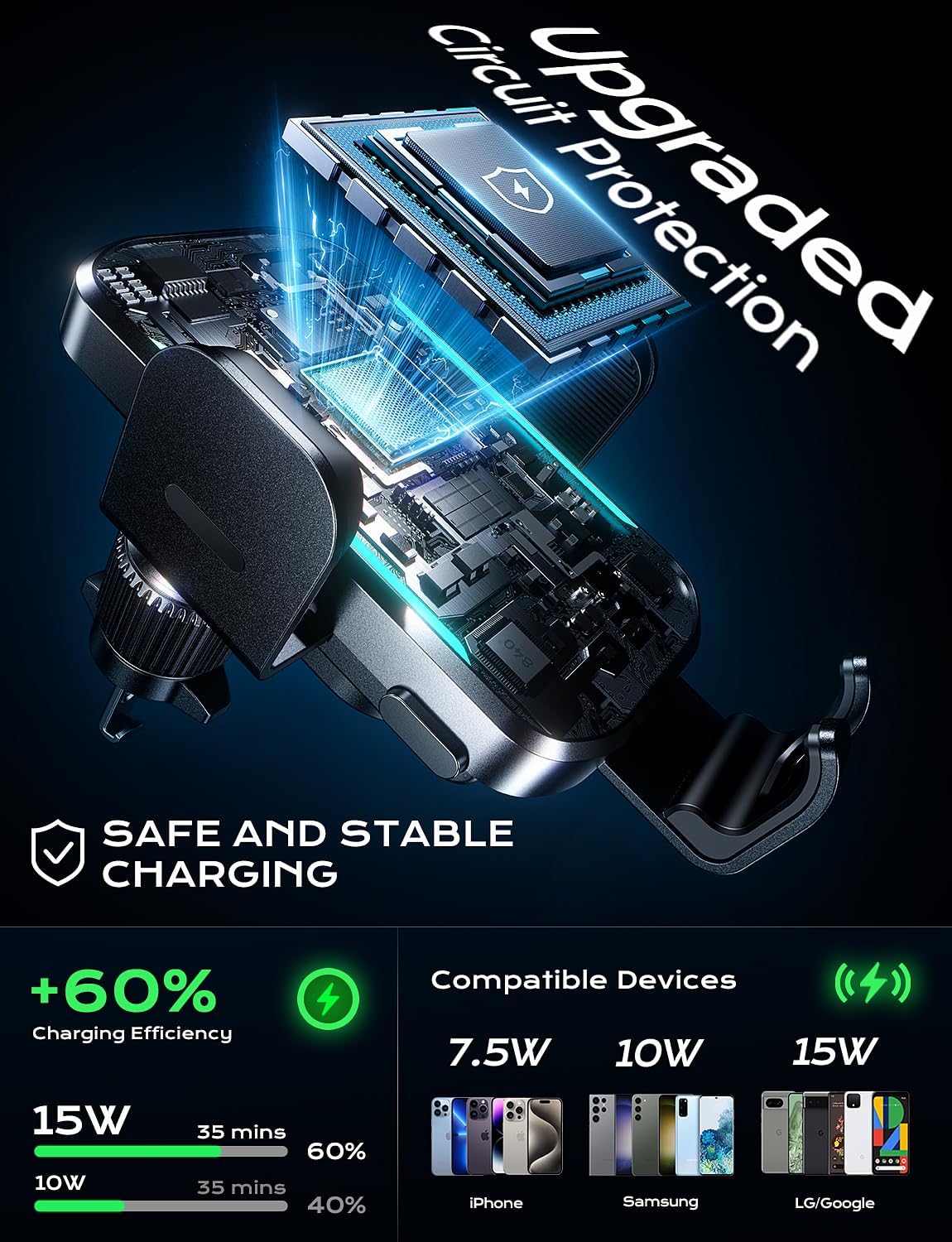 UYUXIO Wireless Car Charger Su – Phone Cooling Fan recenzja i cena