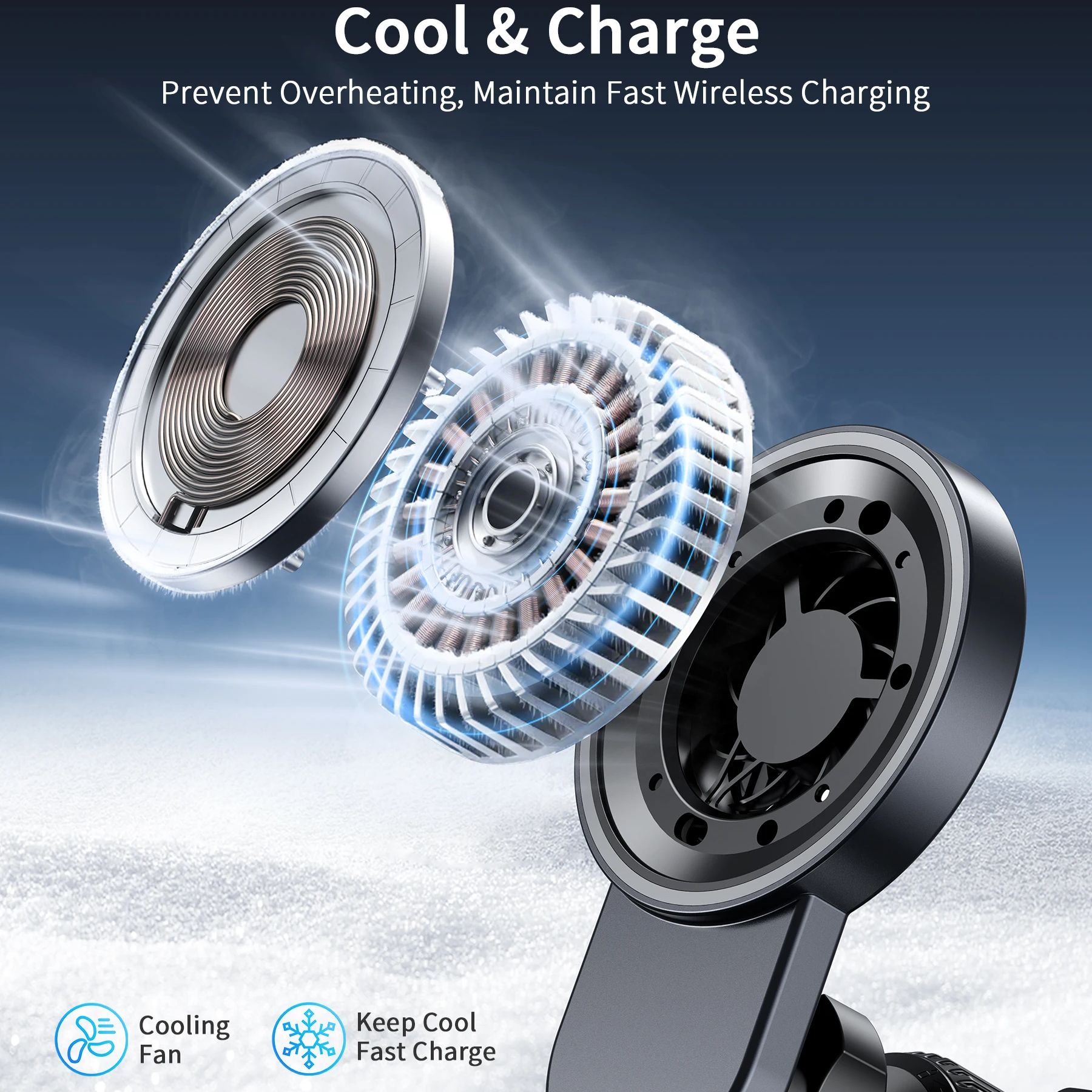 Magnetic Wireless Car Charger  – Phone Cooling Fan recenzja i cena
