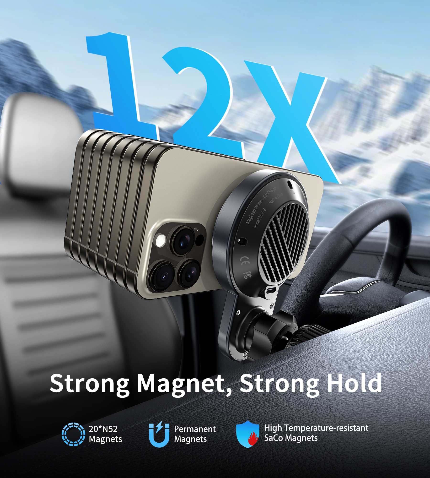 Magnetic Wireless Car Charger  – Phone Cooling Fan recenzja i cena