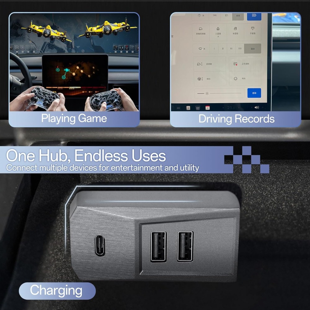 Plug and Play 4 Port Glovebox  – Usb C Hub recenzja i cena